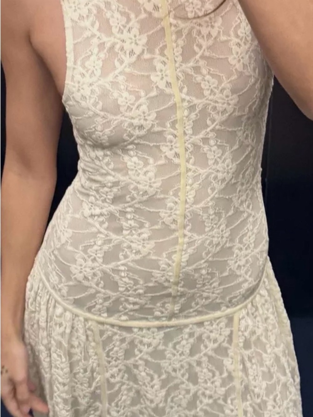 Zara Ivory Lace Halter Dress